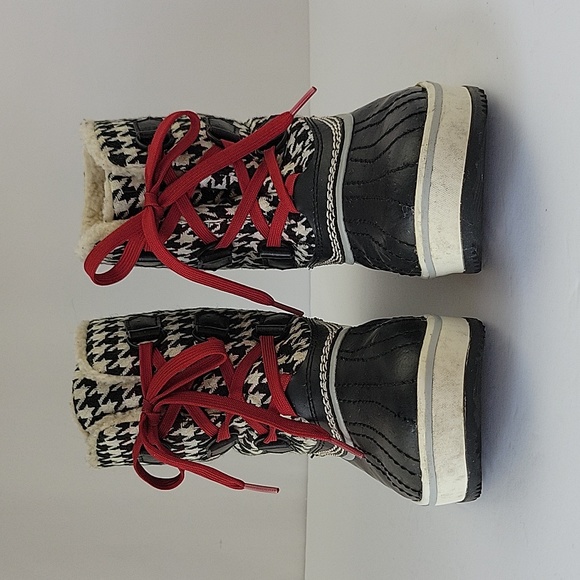 Sorel Tivoli Houndstooth Waterproof Duck Boots Black & Cream Size 7 - Picture 4 of 12